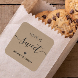 の愛結婚は甘いステッカー、の結婚ラベル、クラフト スクエアシール