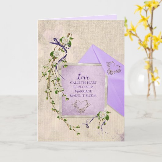 の愛結婚引用文とフローラ分岐カード カード (黄色い花)