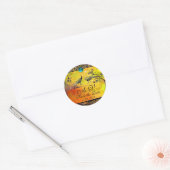 の愛結婚鳥モノグラム白黒赤い黄色 ラウンドシール (封筒)