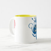 の愛、笑い生きている ツートーンマグカップ (正面左)