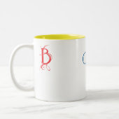 の愛、笑い生きている ツートーンマグカップ (左)