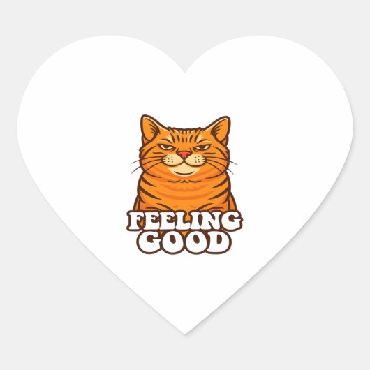 の感じいいクール猫 ハートシール (正面)