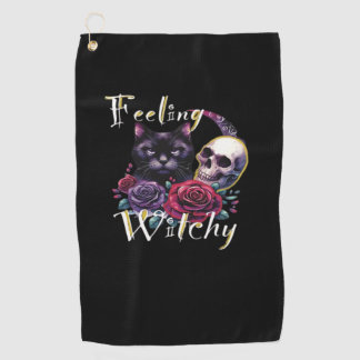 の感じしゃれた黒猫クラシックTシャツ ゴルフタオル