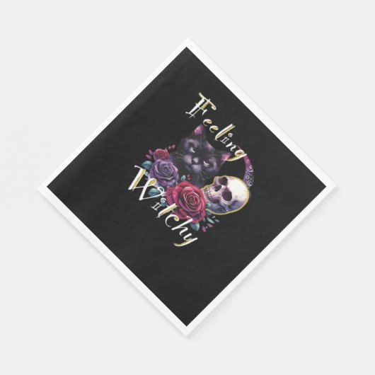 の感じしゃれた黒猫クラシックTシャツ スタンダードランチョンナプキン (角)