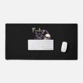 の感じしゃれた黒猫クラシックTシャツ デスクマット (キーボード&マウス)