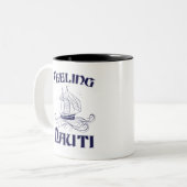 の感じナウティおもしろいセーリングボートのオーナー ツートーンマグカップ (正面左)