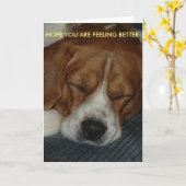 の感じビーグルの良いカード カード (黄色い花)