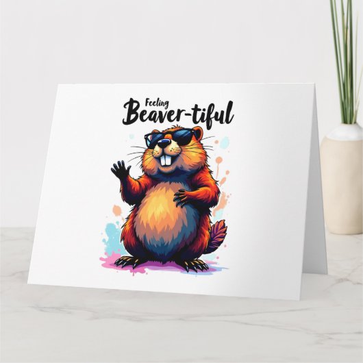 の感じビーバーの美しさ – Beaver おもしろい Graphic カード (正面)