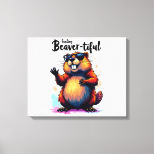 の感じビーバーの美しさ – Beaver おもしろい Graphic キャンバスプリント