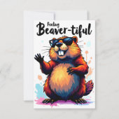 の感じビーバーの美しさ – Beaver おもしろい Graphic サンキューカード (正面)