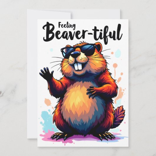 の感じビーバーの美しさ – Beaver おもしろい Graphic サンキューカード (正面)