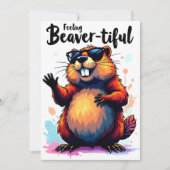の感じビーバーの美しさ – Beaver おもしろい Graphic シーズンカード (正面)