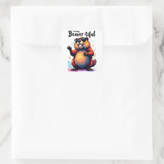 の感じビーバーの美しさ – Beaver おもしろい Graphic スクエアシール (バッグ)