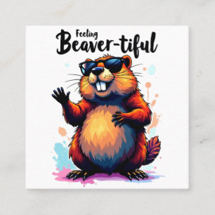 の感じビーバーの美しさ – Beaver おもしろい Graphic スクエア名刺