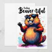 の感じビーバーの美しさ – Beaver おもしろい Graphic セーブザデート (正面/裏面)