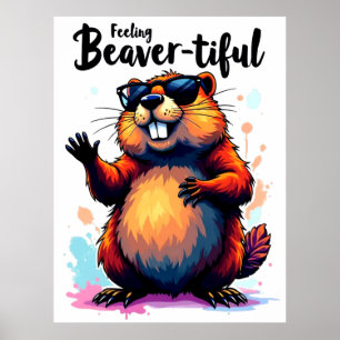 の感じビーバーの美しさ – Beaver おもしろい Graphic ポスター