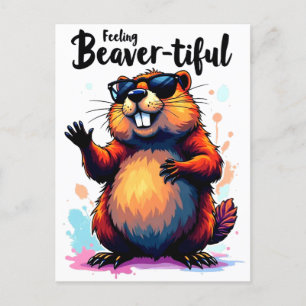 の感じビーバーの美しさ – Beaver おもしろい Graphic ポストカード