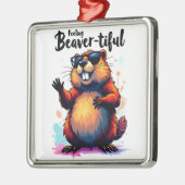の感じビーバーの美しさ – Beaver おもしろい Graphic メタルオーナメント (左)