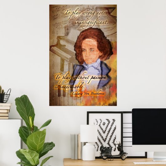 の感じベートーベン(オリジナルデジ絵画タル) ポスター (ホームオフィス)