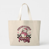 の感じ少し可愛い霜の降りた雪だるま ラージトートバッグ (裏面)