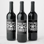 の感じ犬は疲れた ワインラベル (ボトル)
