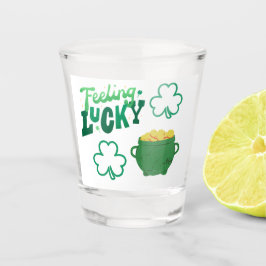 の感じ金ゴールドのポットで幸運 ショットグラス