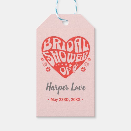 の感じGroovyレトロブライダルシャワーギフトラベル ギフトタグ (正面)