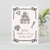 の手描き花嫁プロポーザル結婚カード 招待状 (スタンド正面)