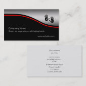 の手救済、赤いスウッシュ、メタリック効果 名刺 (正面/裏面)