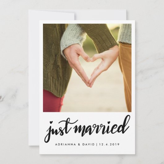 |の手書きの原稿を結婚するたった今結婚しました|の写真 案内状 (正面)