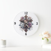 の手祈でRopely、Cross、バラ ラージ壁時計 (ホーム)