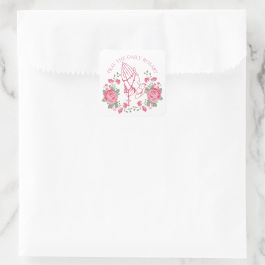 の手祈数珠とピンクローゼスススクエアセント スクエアシール (バッグ)