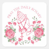 の手祈数珠とピンクローゼスススクエアセント スクエアシール (正面)