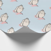 の手祈青とピンクのギフトラップ ラッピングペーパー (角)