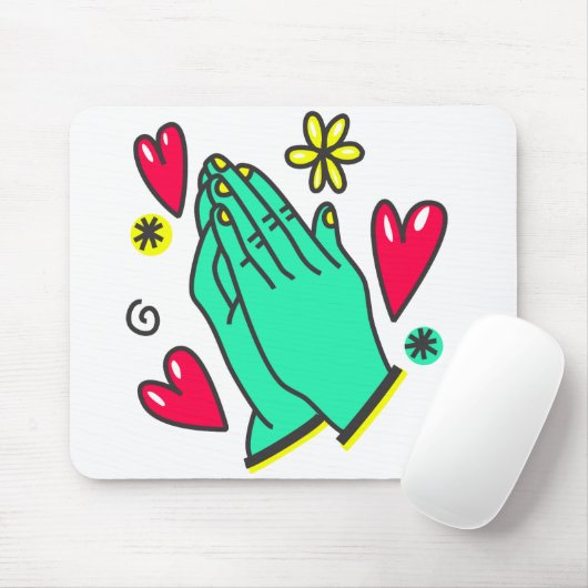 の手祈IWhtBkg マウスパッド (マウス)