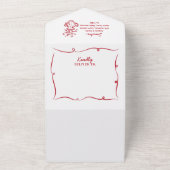 の手結婚引き赤お洒落招待状とRSVP オールインワン招待状 (外側)