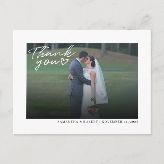 の手結婚手書きスクリプトありがとう ポストカード (正面)