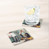 の打撃の前または医者 スクエアペーパーコースター (インサイチュ)