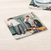 の打撃の前または医者 スクエアペーパーコースター (アングル)