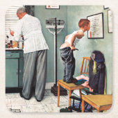 の打撃の前または医者 スクエアペーパーコースター (正面)