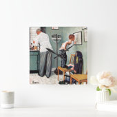 の打撃の前または医者 スクエア壁時計 (ホーム)