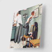 の打撃の前または医者 スクエア壁時計 (傾斜)