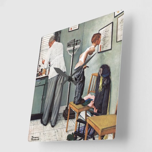 の打撃の前または医者 スクエア壁時計 (傾斜)