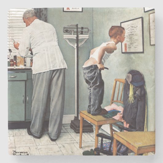 の打撃の前または医者 ストーンコースター (正面)