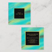 *~*の抽象的ではっきりしたな金ゴールドの塵およびターコイズのグリッター スクエア名刺 (正面/裏面)