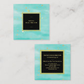 *~*の抽象的ではっきりしたな金ゴールドの塵およびミントの金ゴールドの泡 スクエア名刺 (正面/裏面)