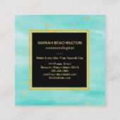 *~*の抽象的ではっきりしたな金ゴールドの塵およびミントの金ゴールドの泡 スクエア名刺 (裏面)