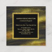 *~*の抽象的ではっきりしたな金ゴールド塵および黒の刺激 スクエア名刺 (裏面)