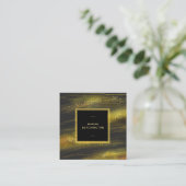 *~*の抽象的ではっきりしたな金ゴールド塵および黒の刺激 スクエア名刺 (スタンド正面)
