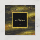 *~*の抽象的ではっきりしたな金ゴールド塵および黒の刺激 スクエア名刺 (正面)